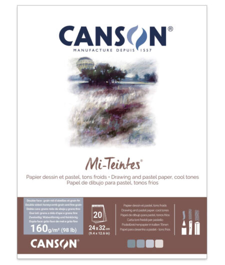 Canson mi-teintes carta per pastello, toni freddi, 160gr, 24x32cm, 20 fogli