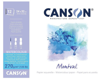 Canson montval 12 fogli 270gr, grana nuvola, 24x32cm