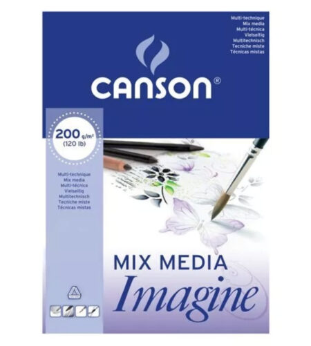 Canson mix media imagine 50 fogli superficie setosa 200gr, 29,7x42cm