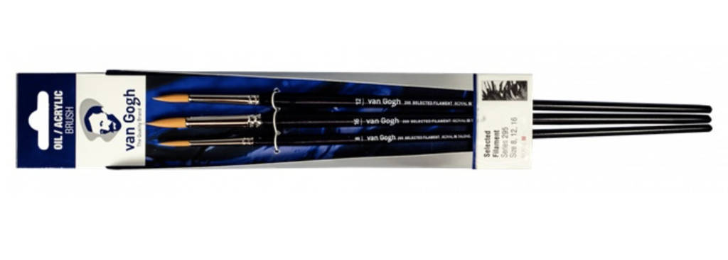 Van gogh set pennelli manico lungo serie 8-12-16 round