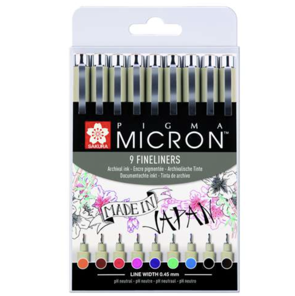 Sakura - Pigma Micron, Set da 9 fineliner colorati, misura 05 - immagine 2